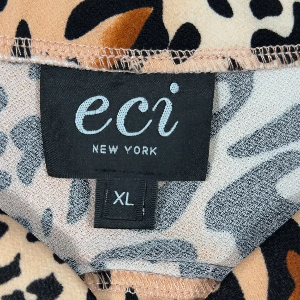 Y2K ECI Leopard Wrap Skirt Ruffle Hem Midi Animal Print Trend Mob Wife Aesthetic